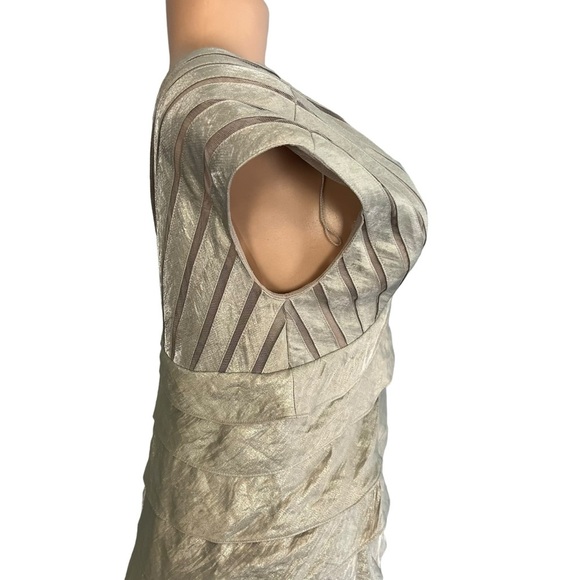 Adrianna Papell Silver Layer Ruffle Sleeveless Long Gown Dress - Picture 5 of 8